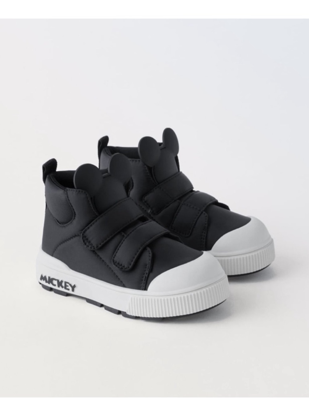 Zara Disney Mickey Mouse Black High-Top Basketball Sneakers Waterproof Size 24